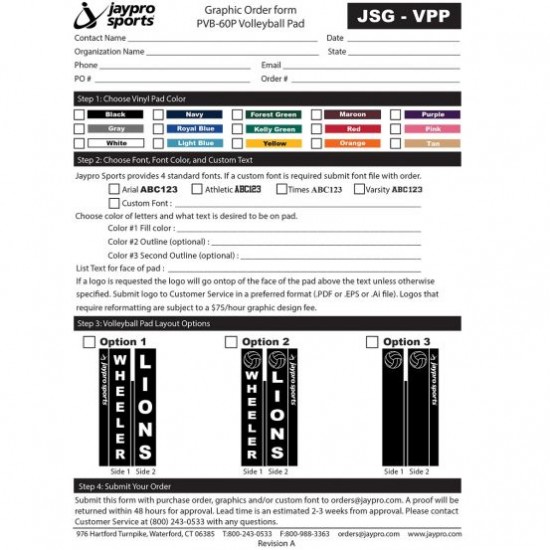 Jaypro Volleyball Post Pad Lettering/Logo Best Price