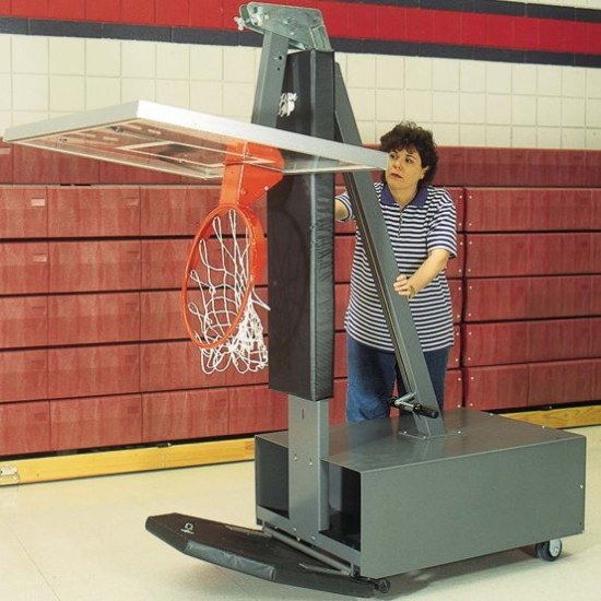 Bison Club Court Portable Basketball Hoop, w/ Glass Backboard Promotions